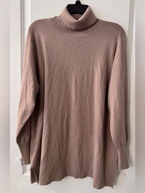 #z185 - Soft Surroundings Beige Easy Elegance Fine Knit Turtleneck Sweater Tunic